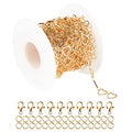 YOUBEIYEE 16.4 Feet Gold Plated Heart Chain Brass Handmade Embossed Link Chains Bulk on Spool with Open Jump Rings Lobster Clasps for Bracelet Necklace Jewelry Making - color: Gold Hollow Heart
