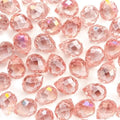 100pcs Holographic Pink Faceted Crystal Glass Beads 8x10mm, Shiny Teardrop Glass Beads for Jewelry Making, Crystal Beads for Bracelet Necklace Earring DIY Craft - color: Water Pink