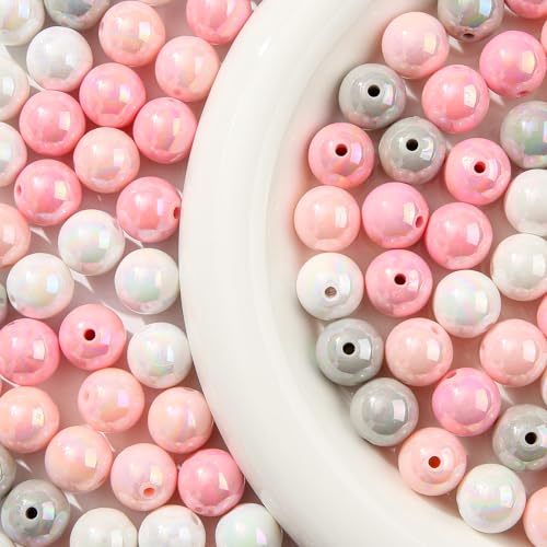 16mm Acrylic Beads 100pcs Chunk Bubblegum Bead Beads for Pens for Necklace Jewelry Bracelets DIY Crafts Making (graypink) - color: graypink