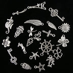 CHuangQi 100pcs Bulk Lots Jewelry Making Charms, Mixed Smooth Metal Charms, Pendants Bracelet Necklace Jewelry Making and DIY Craft Accessories - color: Silver