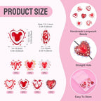 Beadthoven 7Pcs Bumpy Heart Lampwork Glass Beads Red Heart Shaped Glass Crystal Bead Charm Handmade Valentines Love Crystal Bead for Jewelry Making Bracelet Earrings Ornaments DIY Supplies - color: Heart Red