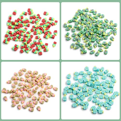 100 Pcs Popsicle Polymer Clay Beads Cartoon Heishi Spacer Beads Supplies for DIY Bracelet Earring Necklace Jewelry Making - color: Popsicle