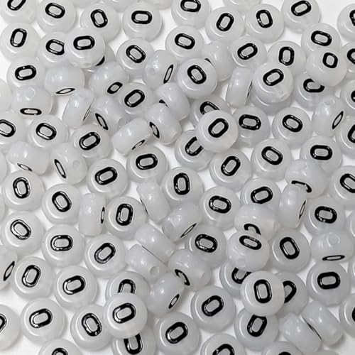 200PCS Letter Beads Glow in The Dark 4x7mm Acrylic Alphabet Vowel Letter O Beads for Jewelry Making Bracelet - color: O-200PCS