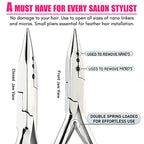Pro Hair Extension Tools Mini 3 Holes Silicone Micro Beads & Nano Rings Hair Extensions Opener & Remover Pliers Hair Tinsel Feathers Fitting Plier Micro Bead Crimping Plier (Mirror Polish Soft)