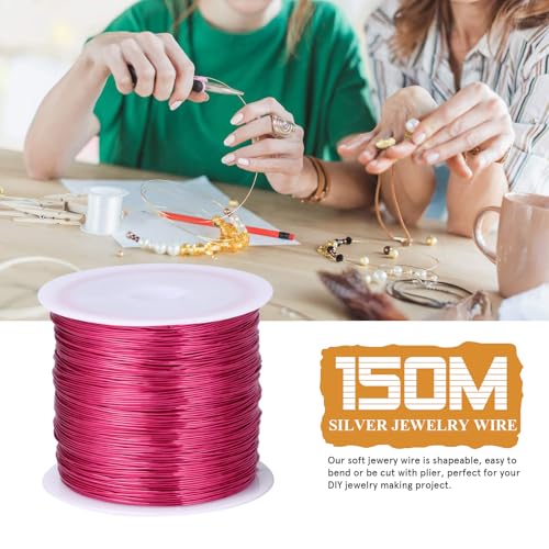 492FT Jewelry Wire 32 Gauge Tarnish-Resistant Copper Beading Wires Roll Bulk for DIY Crafts Jewelry Making, Rose Pink Wire - color: Rose pink, size: 0.2mm