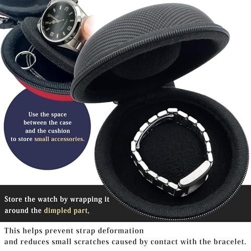 Watch Travel Case, Shock-Tested Single Watch Case for Wristwatches & Smart Watches, Black - color: Black
