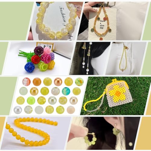 PH PandaHall 720pcs 8mm Yellow Glass Beads 24 Color Bracelet Beads Crystal Bead Baking Painted Glass Loose Bead for Fall Friendship Bracelet Earring Jewelry Making Christmas Tree Ornament - color: Yellow