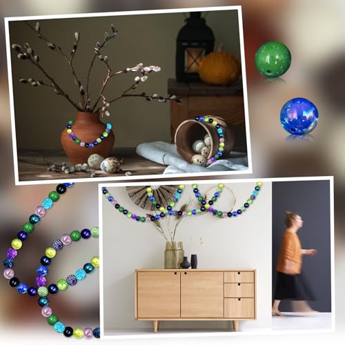 50Pcs Chunky Bubblegum Beads, 20mm Chunky Bubble Gum Beads for DIY Beadable Pens Bracelets Necklaces Pearl Beaded Craft Jewelry Making (Green) - color: Green+Blue+Purple