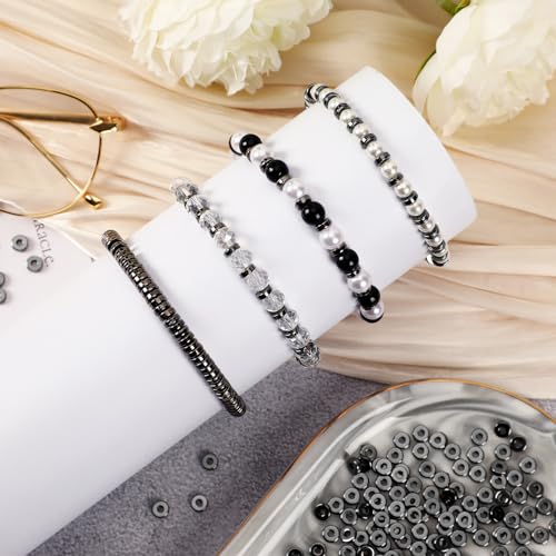 DECYOOL Spacer Beads,1500pcs 6mm Flat Round Spacer Disc Loose Beads, Rondelle Beads Spacers for DIY Bracelet Necklace Earring Craft, Gun Black - color: Gun Black