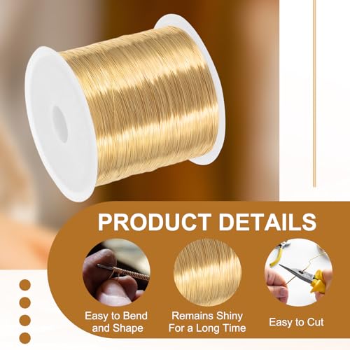 PATIKIL 26 Guage/ 0.4 mm 164 Feet Jewelry Craft Wire, Copper Beading Wire with Plier for Beading Jewelry Making Supplies Earrings Bracelets Accessories Sculptures, Rose Gold - size: 164 feet x 26 Guage