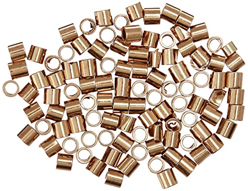 The Beadsmith Tube Crimp Beads, 2.5 x 2.5mm, 100 Pieces, Gold Color, Uniform Cylindrical Shape, No Sharp Edges, Designed to Secure the Ends of Jewelry Stringing Wires and Cables - color: Gold Plate, size: 2.5MM x 2.5MM - 100 pcs