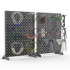 TORACK Pegboard Display Stand for Craft Shows & Fairs, 12 x 16 in Metal Tabletop Pegboard Display with Hooks for Christmas Fair Event(Black, Pack of 2) - style: 2-Pack Black