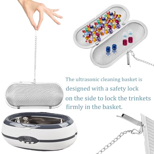 Parts Washer Basket 2 Pcs Stainless Steel Basket for Ultrasonic Jewelry Cleaner, Parts, Ultrasonic Cleaner Basket Ideal Small Parts Jewelry Cleaning Basket Jewelry Steamer - size: 4.3+4.3Inch