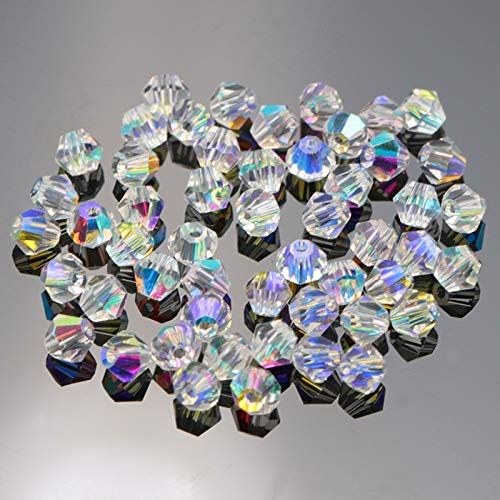 Dowarm 250PCS Bicone Crystal Beads 6MM, Faceted Bicone Glass Beads for Jewelry Craft Making, DIY Bracelet, Necklace, Dolls, Loose Spacer Beads (Crystal AB, 6MM) - color: 01-Crystal AB, size: 6MM