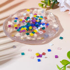 Pandahall 200Pcs Flat Square Glass Beads - 2-Hole Tila Beads in 10 Colors for Bracelet, Necklace & Earring Jewelry Making - color: 10 Color - Square