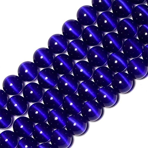 HAAMIIQII 30pcs 12mm Dark Blue Cat Eye Beads Round Loose Gemstone Beads for Jewelry Making Strand 15 Inch - color: Dark Blue, size: 12mm (30pcs)