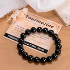 MASSIVE BEADS Handmade Yoga Stretch Elastic Bracelet Natural Stone Crystal Healing Power Energy Gifts for Unisex Adult 4mm 6mm 8mm 10mm - color: Black Tourmaline(Super Protection), size: 10mm