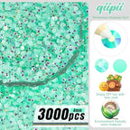 qiipii 3000PCS 4mm Aquamarine Green AB Resin Rhinestones Lake Green Flatback Jelly Stones Bulk SS16 Diamonds Gems Charms Supplies for Nails Face Eyes Makeup Body Tumblers Bottles Crafts Clothes Shoes - color: Aqua Green Ab, size: 4mm Bulk