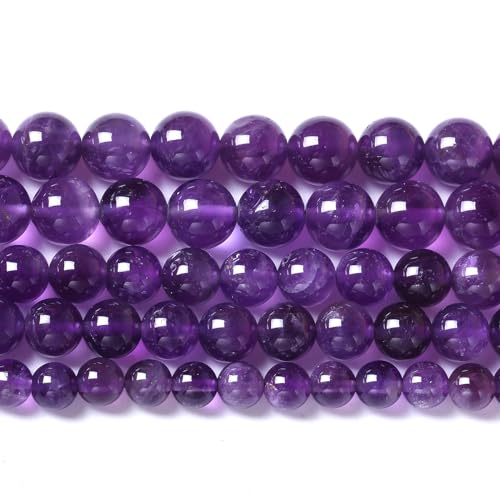 60pcs 6mm AAA Natural Amethyst Beads Crystal Energy Healing Power Stone Beadsfor Jewelry Making DIY Bracelet Necklace Accessories 15" - color: Amethyst, size: 6mm