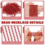 Huskein 100 PCS Christmas Beads Bulk, 33" Valentines Day Beads Necklaces, Mardi Gras Beads Necklaces Bulk, Red Round Beads For Parade Carnival Accessories Party Supplies Favors - color: Red