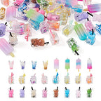 Craftdady Resin Plastic Miniature Food Snack Pendants Charms Ice Drink Juice Pendants Cute Bottle Fruit Keychain Charms Hang Ornament for DIY Craft Earring Bracelet Necklace Jewelry Making - color: Mixed Color Bubble Tea (24 Styles)