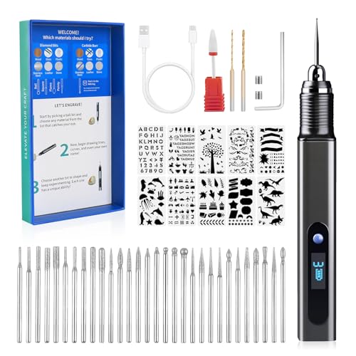 Cordless Engraving Pen Kit with Carrying Case, Rechargeable Electric Engraver Tool with 43 Accessories, 3-Speed Portable DIY Rotary Tool for Jewelry, Metal, Glass, Stone, Wood, Plastic, DIY Gift - size: 43pc