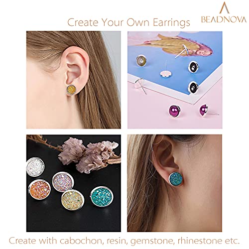 BEADNOVA Cabochon Setting Post 60pcs Blank Earring Studs 8mm Stainless Steel Cabochon Setting Ear Stud with Stainless Steel Backs for Resin DIY Earring Making (8mm, 60pcs) - color: 60pcs, size: 8mm