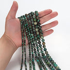 100Pcs Natural Stone Beads 8mm African Turquoise Round Gemstone Loose Beads with Elastic Bracelet String for Bracelets Necklace Jewelry Making - color: African Turquoise, size: 8mm
