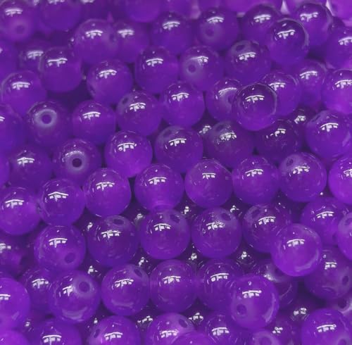 200PCS Glass Beads 8mm Glass Beads for Bracelets Necklaces Jewelry Making DIY Crafts (Dark Purple) - color: 0Dark Purple