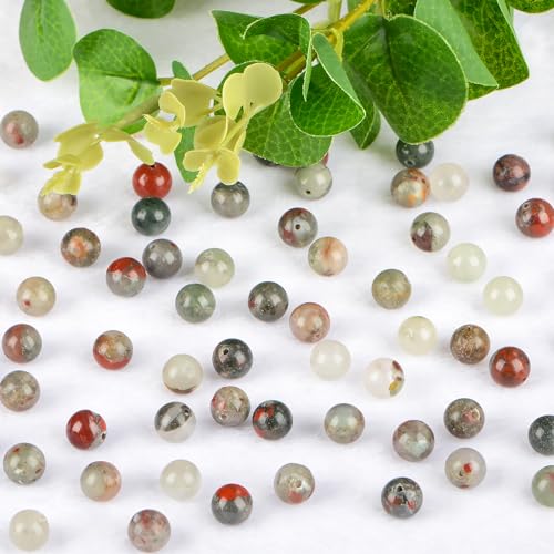 4mm 200pcs Natural Stone Round Beads Bloodstone Genuine Stone Beading Loose Gemstone DIY Charm Smooth Beads for Bracelets Necklaces Earrings Hole Size 1mm (Bloodstone 4mm) - color: Bloodstone, size: 4mm