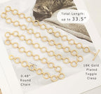 Aobei Pearl 18K Gold or Platinum Long Chain Necklace for Women Chunky Statement Chain Link Necklace Adjustable Geometric Open Chain Layering Jewelry - color: Gold Round Chain