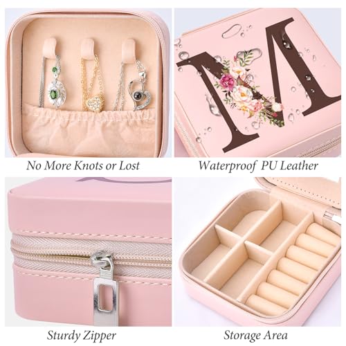 Inngeroo Personalized Graduation Gifts for Women - Customized Teacher Appreciation Gifts - Travel Jewelry Case Box Organizer for Wife Daughter Aunt Friend Grandma - Initial M - style: M