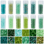 SUNNYCLUE 12 Jars 120G 3mm Seed Beads Glass Seed Bead Blue Green Glassy Crystal Round 8/0 Waist Friendship Loose Spacer for Crafts Jewelry Making Supplies Bracelets Necklaces DIY Findings Women Adult - color: Green, size: 3mm