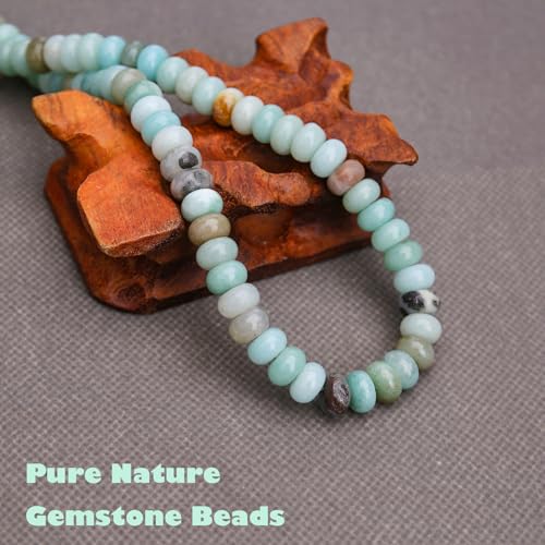 BONNY BOXX Natural 5 * 8mm Amazonite Rondelle Beads, Natural Abacus Disk Stone Beads Loose Spacer Gemstone Beads for DIY Bracelet Necklace Jewelry Making - color: Amazonite, size: 5*8MM