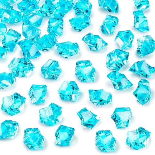 DomeStar 150PCS Light Blue Fake Ice Rocks Vase Fillers, Aquarium Gravels Small Stones for Fish Tanks Decorations Home Table Scatter - color: Lake Blue