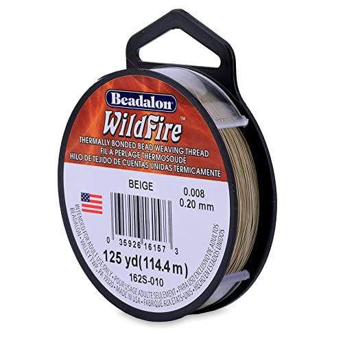 Beadalon Wildfire Ultra - Beading Thread, Beading Supplies for Crafters, Jewelry Makers, Beaders. Braided Fishing Line - size: 0.008 in / 125 yd, style: Beige