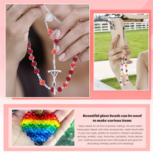 TOAOB 1000pcs Briolette Crystals Glass Beads 4mm 6mm 8mm Rondelle Faceted Spacer Beads Red Loose Beads for Bracelets Necklace Earrings Jewelry Making - color: Red
