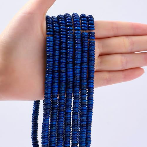Natural Lapis Lazuli Disk Stone Spacer Beads 6x2mm 38cm/str Flat Rondelle Loose Semi Gemstone Caps for Making Bracelets Necklace - color: Lapis Lazuli