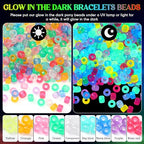 Jexine 10500 Pcs Pony Beads Bulk Plastic Beads for Bracelet Making Hair Braids DIY Necklace Jewelry Making Gifts for Christmas (Round,Glow) - color: Glow, style: Round