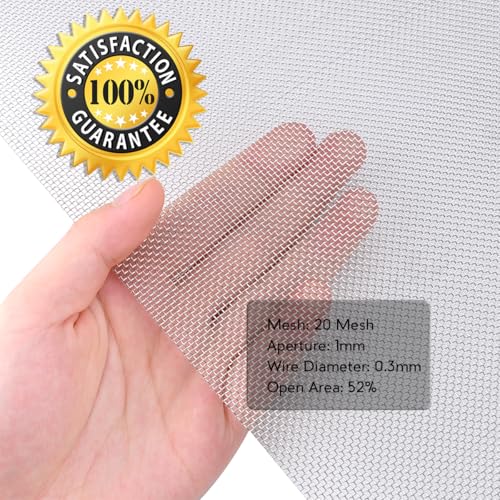 Valchoose Soft 304 Stainless Steel Mesh, 8 Pack Bendable Woven 8.3"X11.8"(213X302mm), 20 Mesh Non-Rusting, Wire Mesh Easy to Work, Non-Corrosive for DIY, Vent, Cage, Garden, Window (Plain Weave) - size: 8.3"X11.8"(213X302mm)