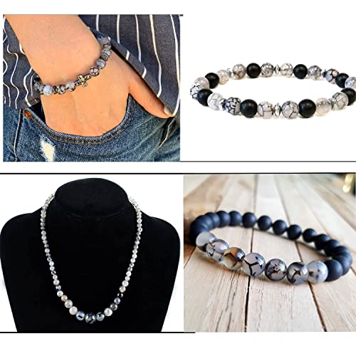 150pcs 10mm Black Dragon Vein Beads Gemstone Round Loose Beads for Jewelry Making Energy Stone Healing Power - color: Black Dragon Vein, size: 10mm