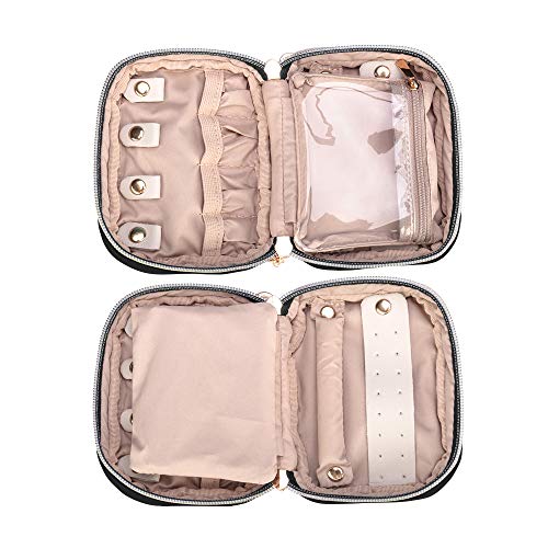 Teamoy Mini Jewelry Travel Case, Storage Organizer Bag for Earrings, Necklace, Rings, Black - color: Black