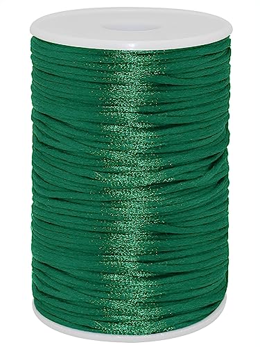2mm x 100 Yards Quality Rattail Nylon Satin Cord Roll, Kumihimo Rattail, Chinese Knot (Green) - color: Green