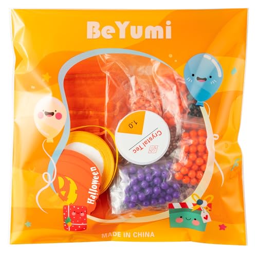BeYumi Halloween Bracelet Craft Kit - 24 Pack Halloween Boo Letter Beads Friendship Bracelets with Pumpkin Gift Cards DIY Thankful Craft Kit Party School Classroom Party Fun Activities - style: BOO