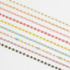Pink Enamel Chain for Jewelry Making, 2 Meters Gold Plated Brass Cable Link Chain Roll with 30pcs Jump Rings and 10pcs Lobster Clasps - color: Pink