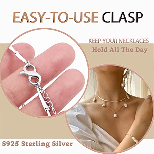 Dailyacc S925 Double Opening Lobster Clasp Sterling Silver and Gold Necklace Bracelet Extender Clasps and Closures for DIY Jewelry - color: Silver, size: 21mm × 11mm