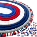 3600 PCS 10 Strands Red White and Blue Clay Beads for Jewelry Making, Clay Charms, Vinyl Heishi Beads 6mm for Surfer Bracelets Necklace Making (4th of July Scheme) - color: 4th of July Scheme Color