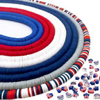 3600 PCS 10 Strands Red White and Blue Clay Beads for Jewelry Making, Clay Charms, Vinyl Heishi Beads 6mm for Surfer Bracelets Necklace Making (4th of July Scheme) - color: 4th of July Scheme Color