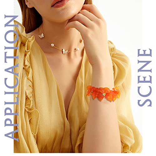 Crafans 100Pcs Frosted Acrylic Leaf Charms 24x22.5x3mm Transparent Plant Pendants Clear Autumn Maple Leaves Beads Charms for Jewelry Making (Orange Red) - color: Orange Red