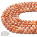 70PCS Natural 8MM Healing Gemstone, Sunstone Energy Stone Round Loose Beads, Semi-Precious Crystal Beads with Free Elastic String for Jewelry Making DIY - color: Sunstone, size: 8MM